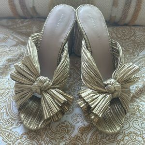Loeffler Randall Penny Gold Pleated Bow Heel